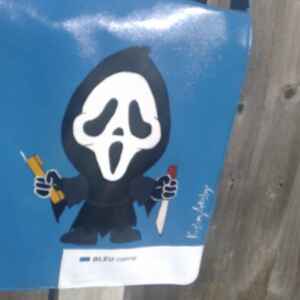 Ghost Face handpainted on new Faux Leather Bleu satchel | Laptop bag | Halloween | Horror