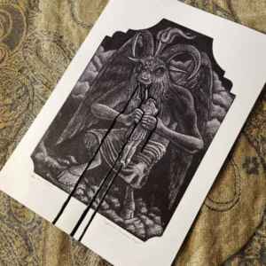 No.73 “Baphomet Devouring Jesus” Hand Embellished Print A4 Size