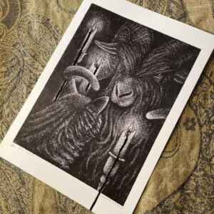 No.75 “Conferring With Demons” Hand Embellished Print A4 Size
