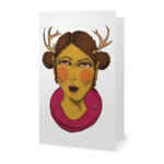 Taxi-deer-me (Magenta) greetings card
