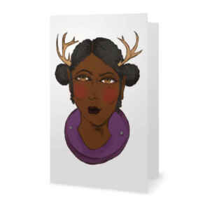 Taxi-deer-me (Purple) greetings card