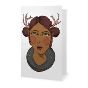 Taxi-deer-me (Grey) greetings card