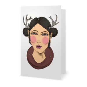 Taxi-deer-me (Brown) greetings card