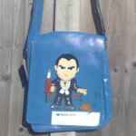 Handpainted Dracula Faux Leather Satchel: Halloween Laptop Bag