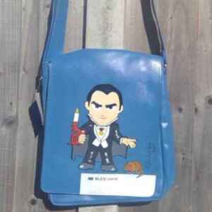 Handpainted Dracula Faux Leather Satchel: Halloween Laptop Bag